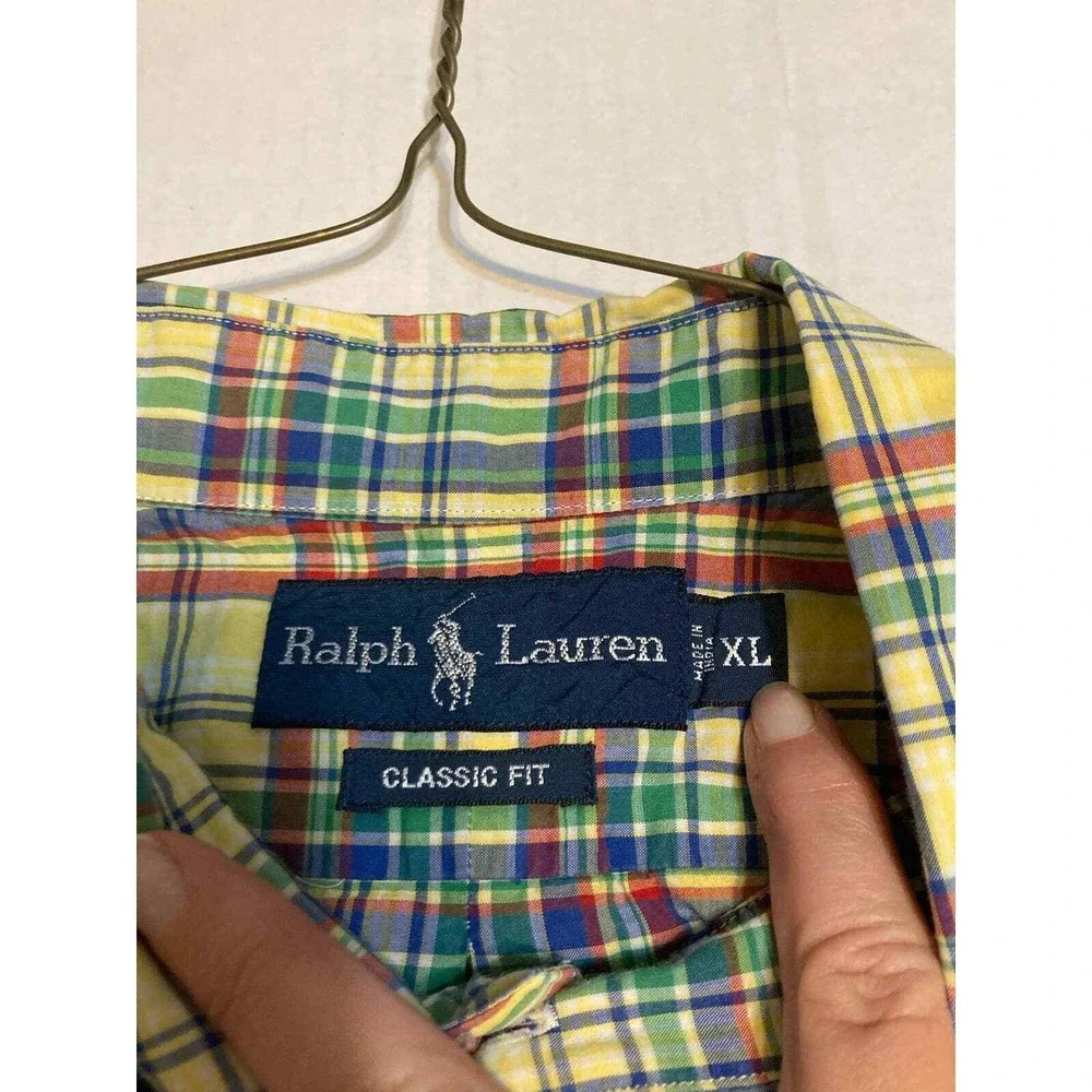 Ralph Lauren Mens XL Classic‎ Fit Short Sleeve Plaid Button Down Shirt